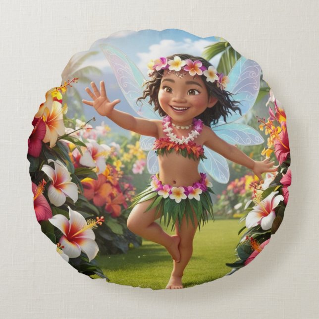 Almofada Redonda Fada Tropical (Frente)