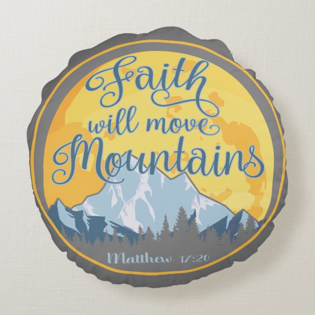Almofada Redonda Faith Mountain Christian Design (Verso)