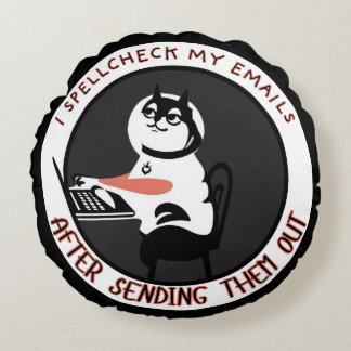 Almofada Redonda Falha na Verificação Ortográfica - Engraçado Tipo 