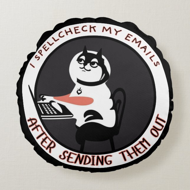 Almofada Redonda Falha na Verificação Ortográfica - Engraçado Tipo  (Frente)