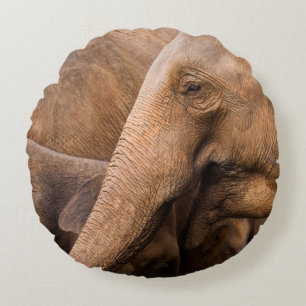 Almofada Redonda Família Elefante: Vida Selvagem Majestosa