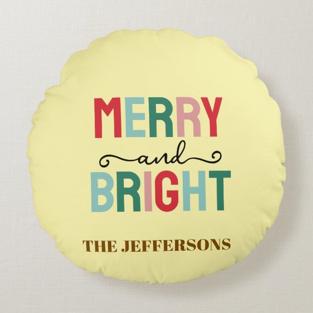 Almofada Redonda Família Feliz Ano Novo Boas Festas (Frente)