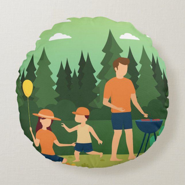 ALMOFADA REDONDA FAMÍLIA PICNIC (Frente)