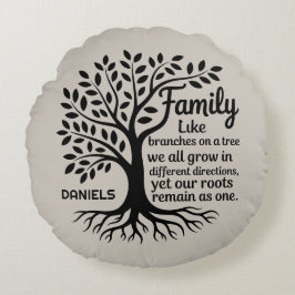 Almofada Redonda Family Tree Black & Tan Personalized