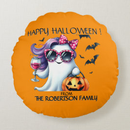 Almofada Redonda Fantasma Feminino Assustador Halloween