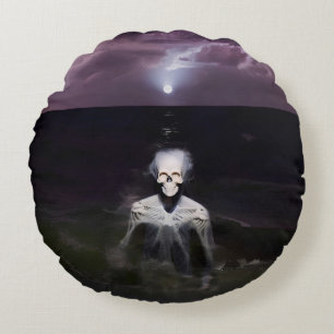 Almofada Redonda Fantasma no Mar - Pintura a Petróleo