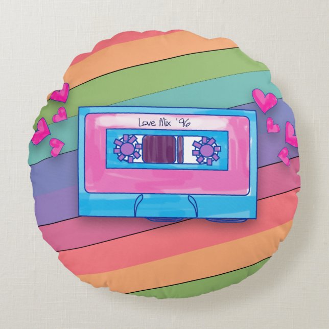 Almofada Redonda Fantástico Oitenta Rainbow Mixtape Logo (Frente)