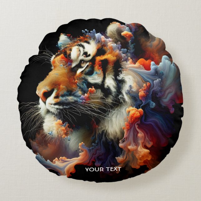 Almofada Redonda Fantasy Abstrato Tiger Head (Frente)