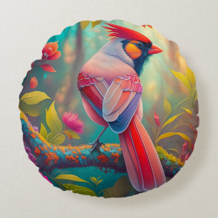Almofada Redonda Fantasy Birds Male Cardinal