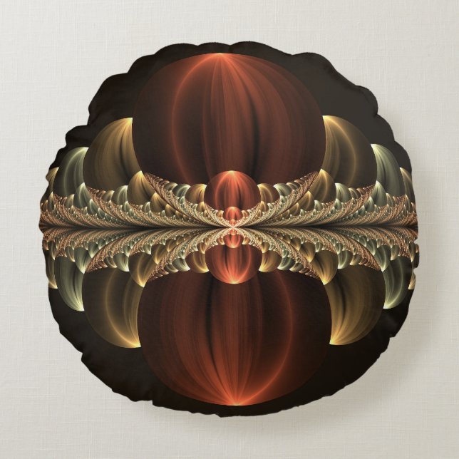 Almofada Redonda Fantasy Construction Shiny Abstrato Fractal Art (Frente)