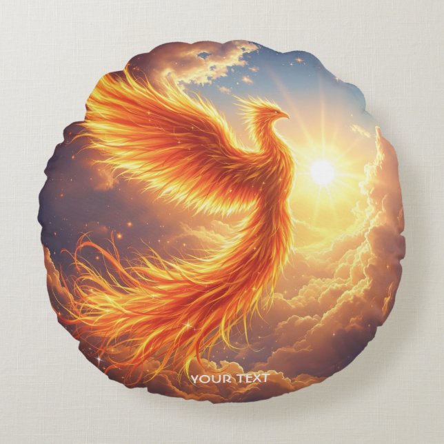 Almofada Redonda Fantasy Cuja Flaming Phoenix Sobe (Frente)