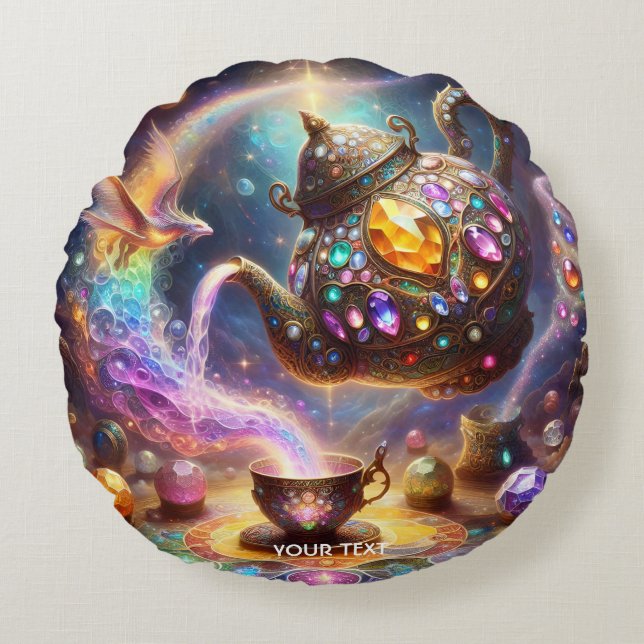 Almofada Redonda Fantasy Cute Glass Tea Kettle (Frente)