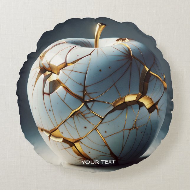 Almofada Redonda Fantasy Cute Kintsugi Porcelain Apple (Frente)