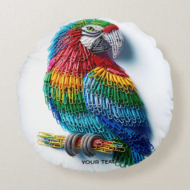 Almofada Redonda Fantasy Cute Paper Clips Bird (Frente)