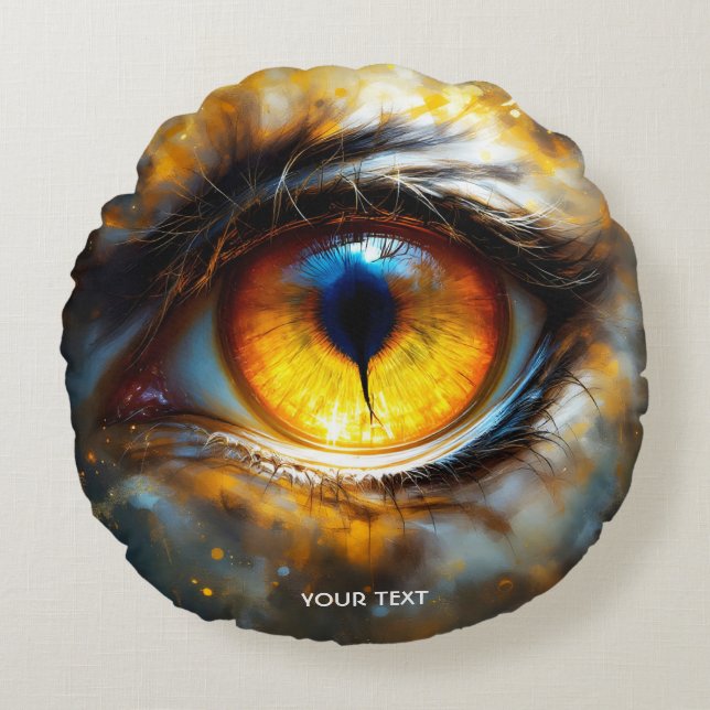 Almofada Redonda Fantasy Cute Tiger Orange Eye (Frente)