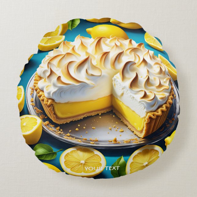 Almofada Redonda Fantasy Cute Vivid Lemon Meringue Pie (Frente)