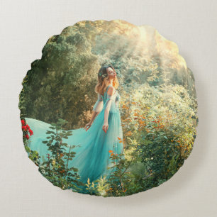 Almofada Redonda Fantasy Princess: Summer Nature Vintage.