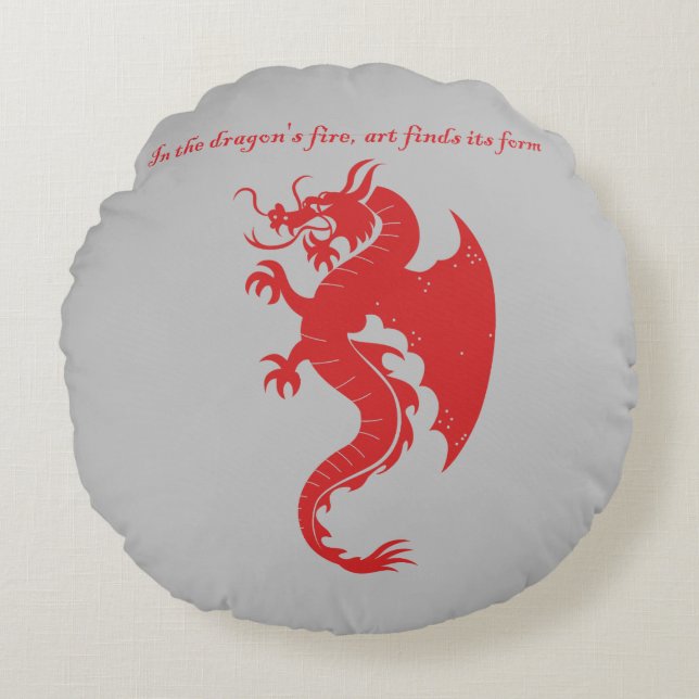 Almofada Redonda Fantasy Stroke Dragon art merchandise (Frente)