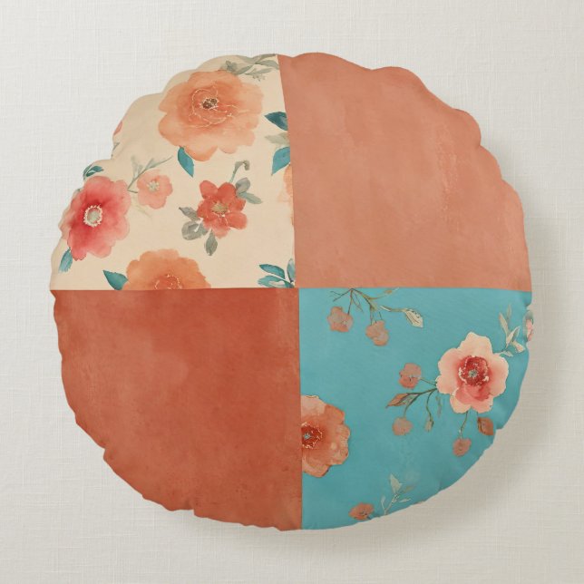 Almofada Redonda Farmhouse Floral (Frente)