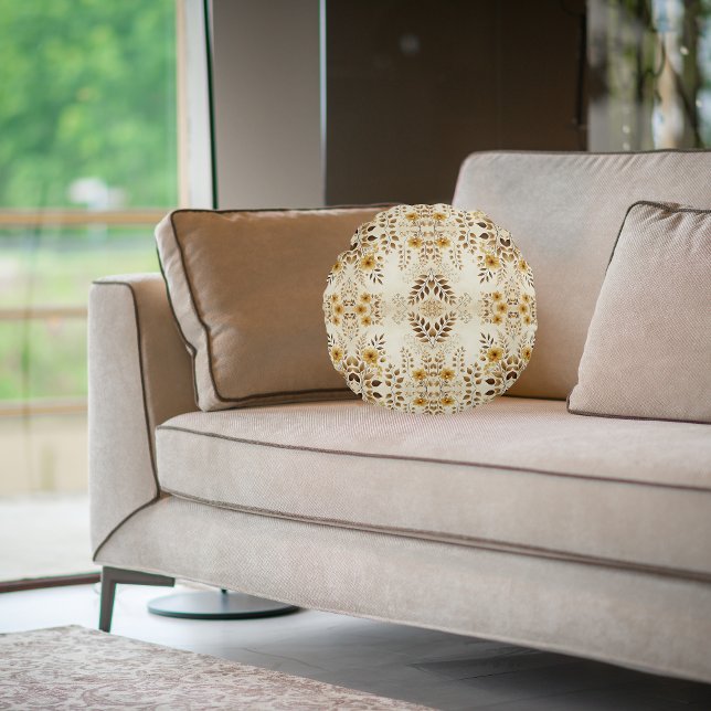 Almofada Redonda Farmhouse Floral (Criador carregado)