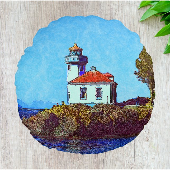 Almofada Redonda Farol de limão morto no porto de sexta-feira (Criador carregado)