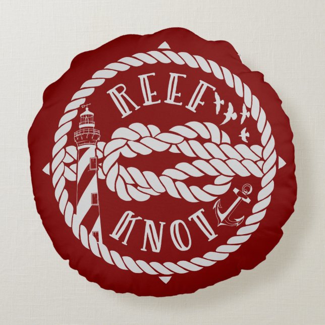 Almofada Redonda Farol do nó do recife (Verso)