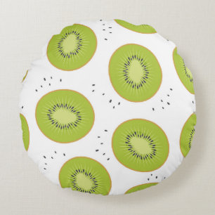 Almofada Redonda Fatias de fruta de Kiwi, ilustração perfeita.
