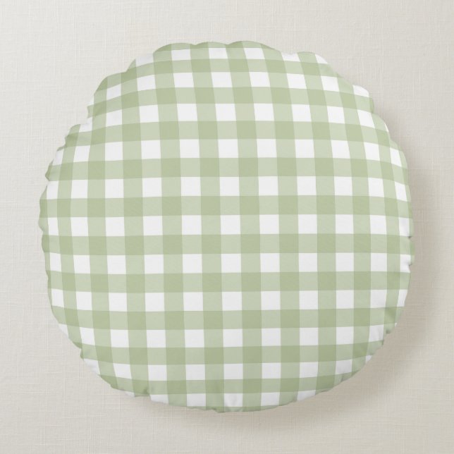 Almofada Redonda Faye e Lauren Green Gingham (Frente)