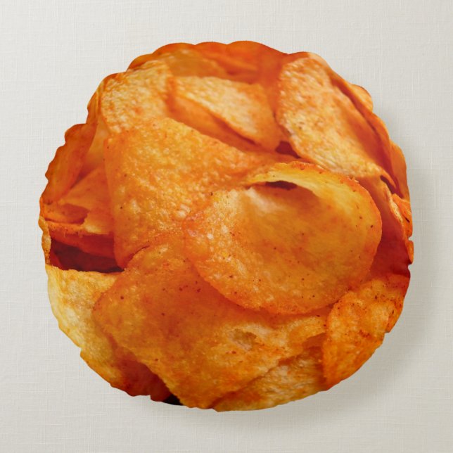 Almofada Redonda Feche as suculentas, crocantes, batatas fritas na  (Frente)