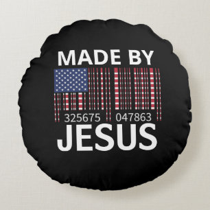 Almofada Redonda Feito Por Jesus Cotton Round Travesseiro Pouf