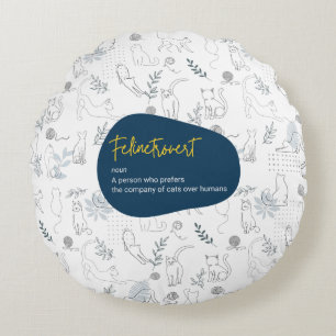 Almofada Redonda Felinetrovert para gatos amantes do branco
