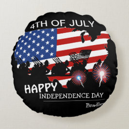 Almofada Redonda Feliz 4 de julho Festa do Dia da Independência