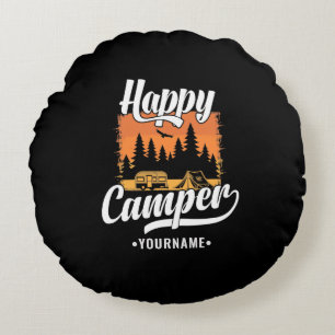 Almofada Redonda Feliz acampamento caminhando Viagem Caravana