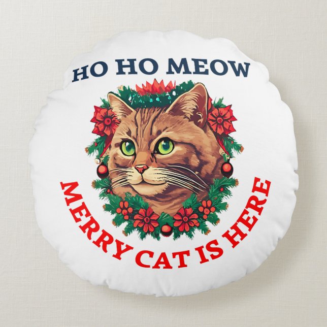 Almofada Redonda Feliz Catmas (Frente)