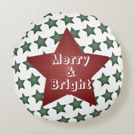 Almofada Redonda Feliz de Natal e padrão estrela brilhante