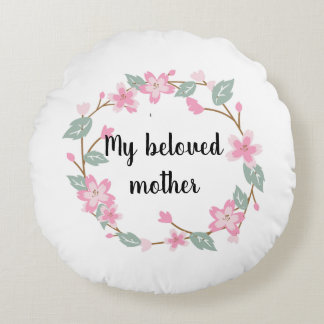 Almofada Redonda Feliz Dia das Mães – Design de Saudação com Coroa