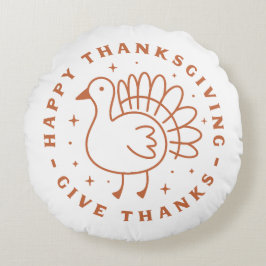 Almofada Redonda Feliz Dia de Ação de Graças dá aos obrigados um pe