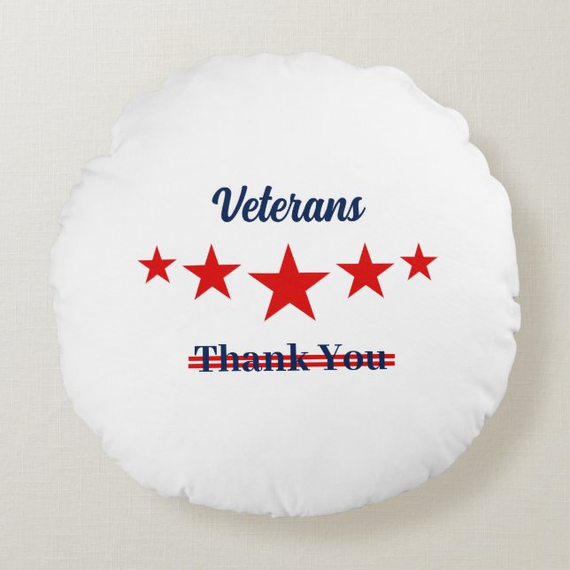 Almofada Redonda Feliz Dia dos Veteranos (Frente)