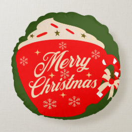 Almofada Redonda Feliz Glacé de Natal Flocos de Neve Sprinkles