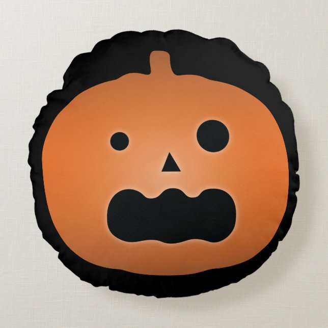 Almofada Redonda Feliz Halloween Assombrado Jack O Lantern Pumpkin (Frente)