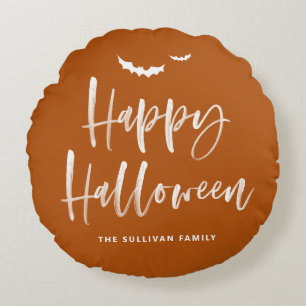 Almofada Redonda Feliz Halloween - Escopa Escocesa Queimada