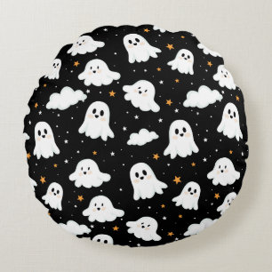 Almofada Redonda Feliz Halloween Ghost Cloudy Star Sky