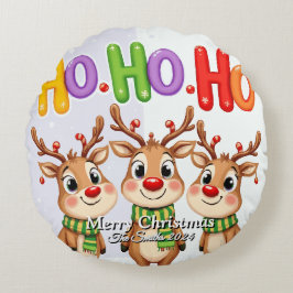 Almofada Redonda Feliz Natal da família moderna