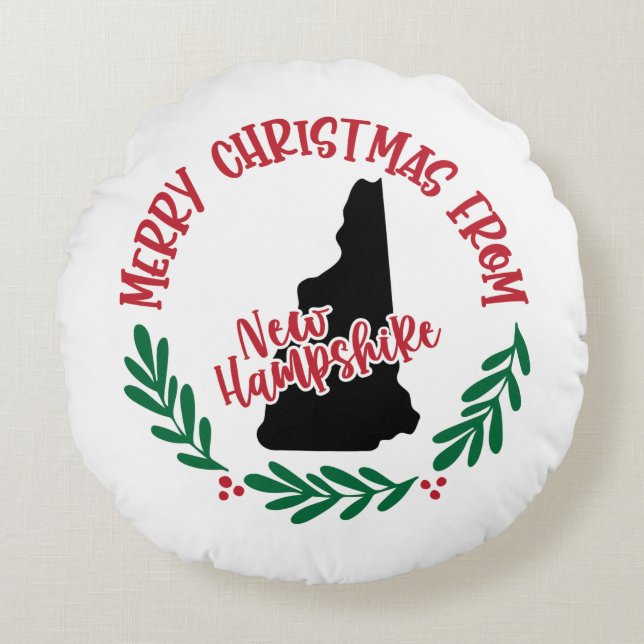 Almofada Redonda Feliz Natal De New Hampshire Red Green (Frente)