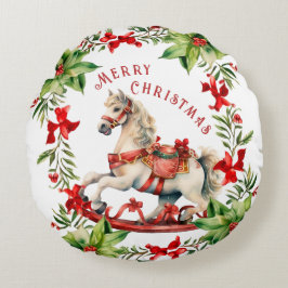 Almofada Redonda Feliz Natal do Cavalo Rocco