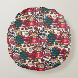 Almofada Redonda Feliz Natal - Férias Festivas