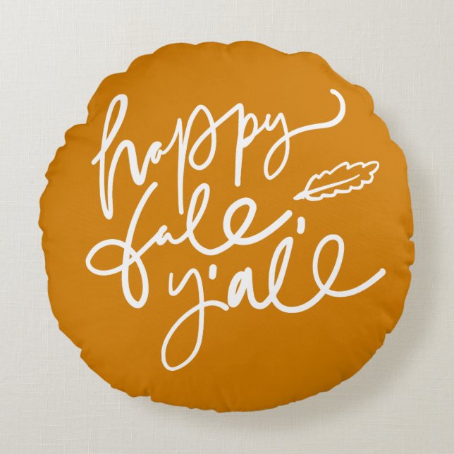 Almofada Redonda Feliz outono Y (Frente)