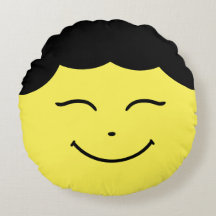 Feliz Rosto Emoji - Travesseiro redondo