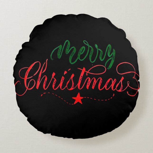 Almofada Redonda Feliz Travesseiro da Ronda de Natal (Frente)
