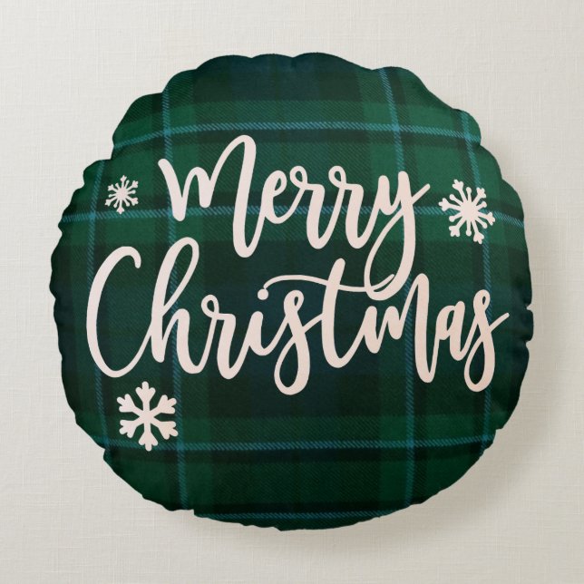 Almofada Redonda Feliz Travesseiro de Destaque de Natal (Frente)
